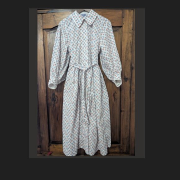 Thierry Colson White W/ Blue Orange Floral Cotton NWT - Picture 1 of 8